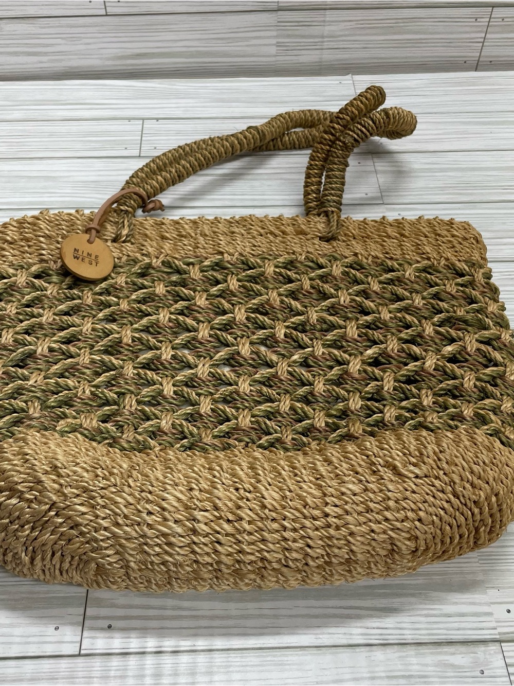 Nine West Natural Brown Woven Seagrass Tote - Picture 15 of 15